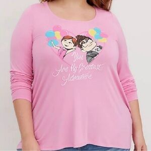 Torrid Disney Up Carl & Ellie Balloon Super Soft Long Sleeve Tunic Top 1X